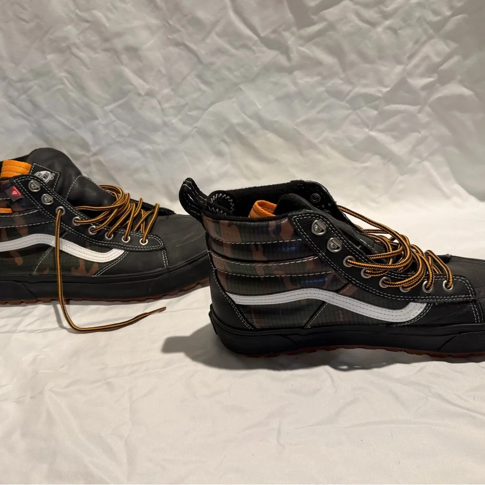 Vans Men's Black and Camouflage Sneakers with Orange Accents - Picture 3 of 7